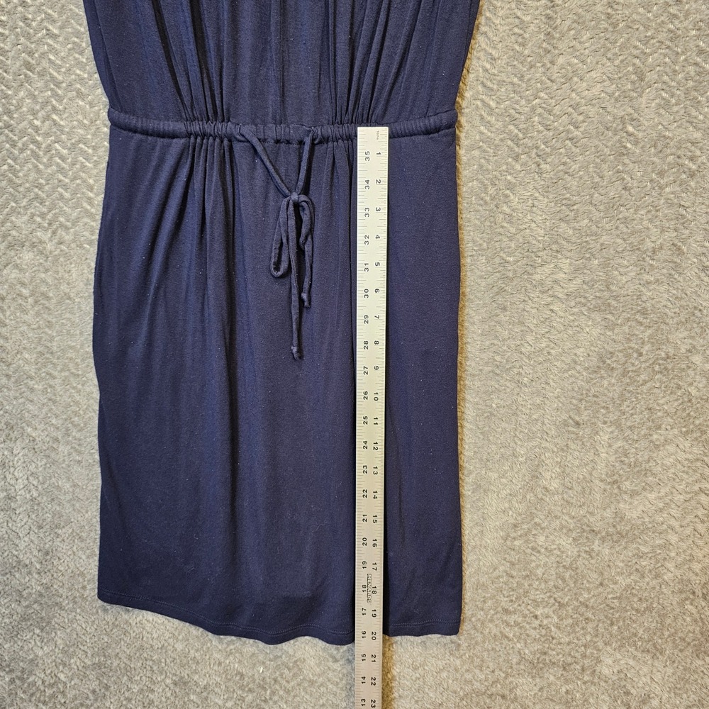Banana Republic Navy Blue Pleated Keyhole Drawstring Waist Knit Dress Small - Picture 4 of 7
